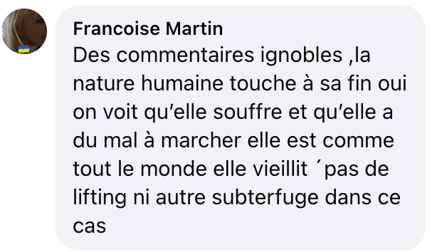 Commentaire d'internaute sur Isabelle Huppert | Source : capture : facebook.com/VogueFrance