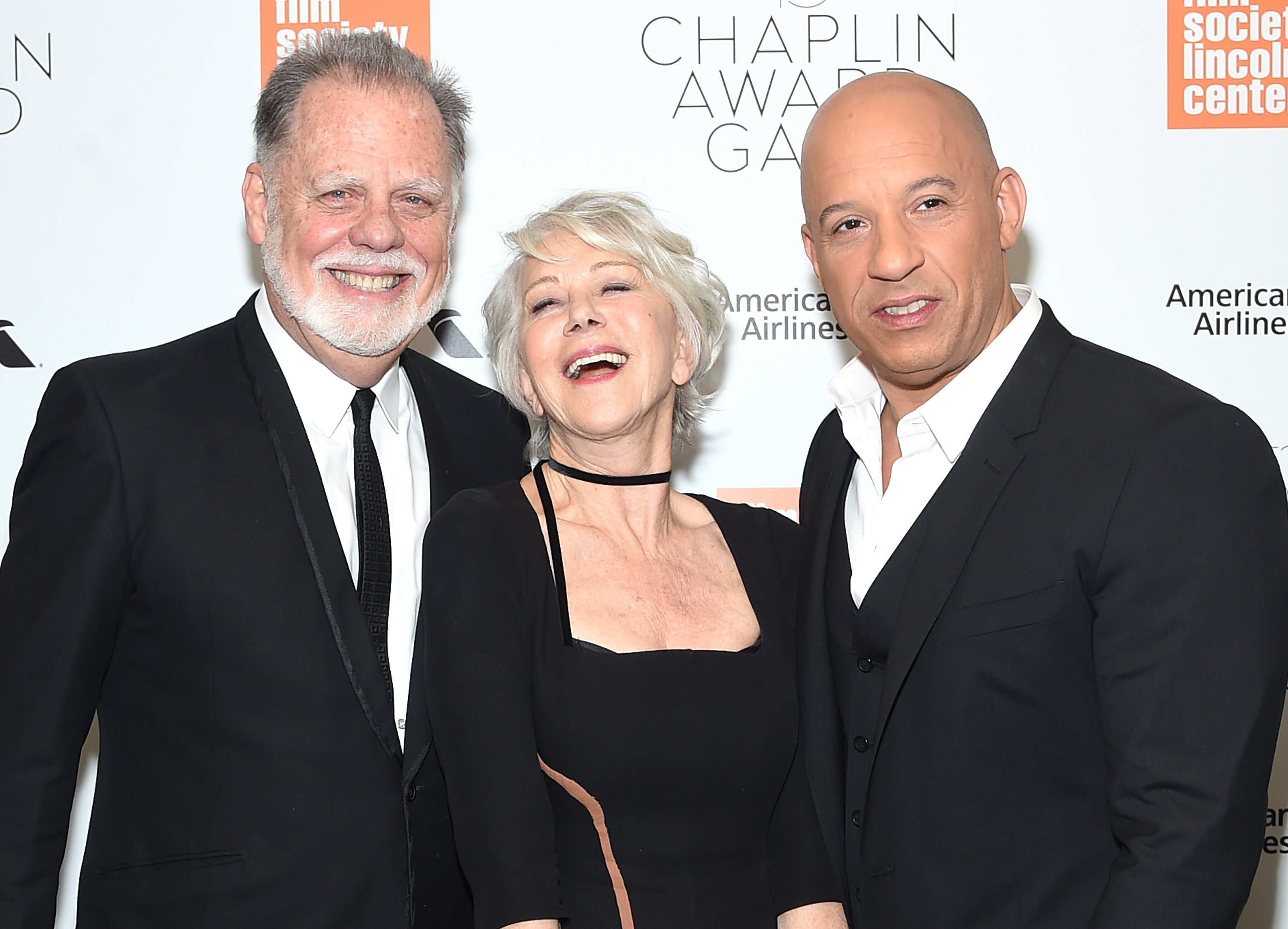 Taylor Hackford, Helen Mirren et Vin Diesel assistent au 45e gala du prix Chaplin au Lincoln Center, le 30 avril 2018, à New York. | Source : Getty Images