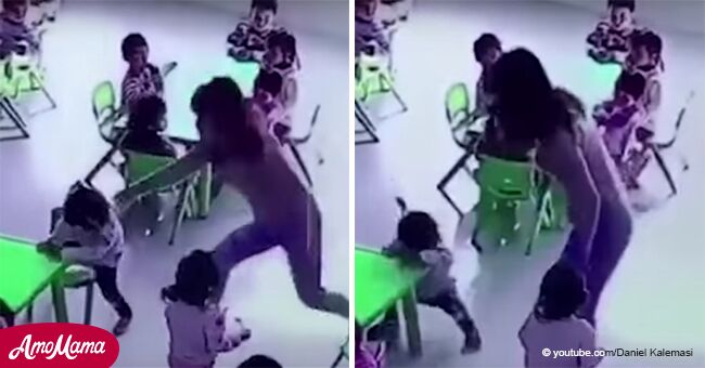 Une vidéo montre le moment choquant où une institutrice pousse une petite fille et tire la chaise sur laquelle elle tente de s'asseoir