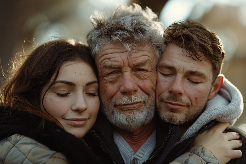 Un jeune couple embrassé par un homme plus âgé | Source : Midjourney