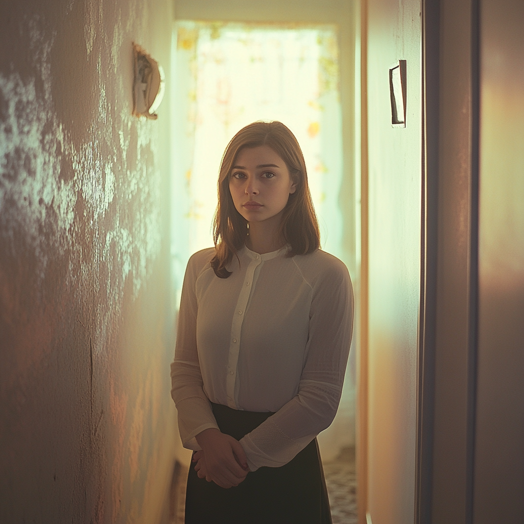 Une femme debout dans un couloir | Source : Midjourney