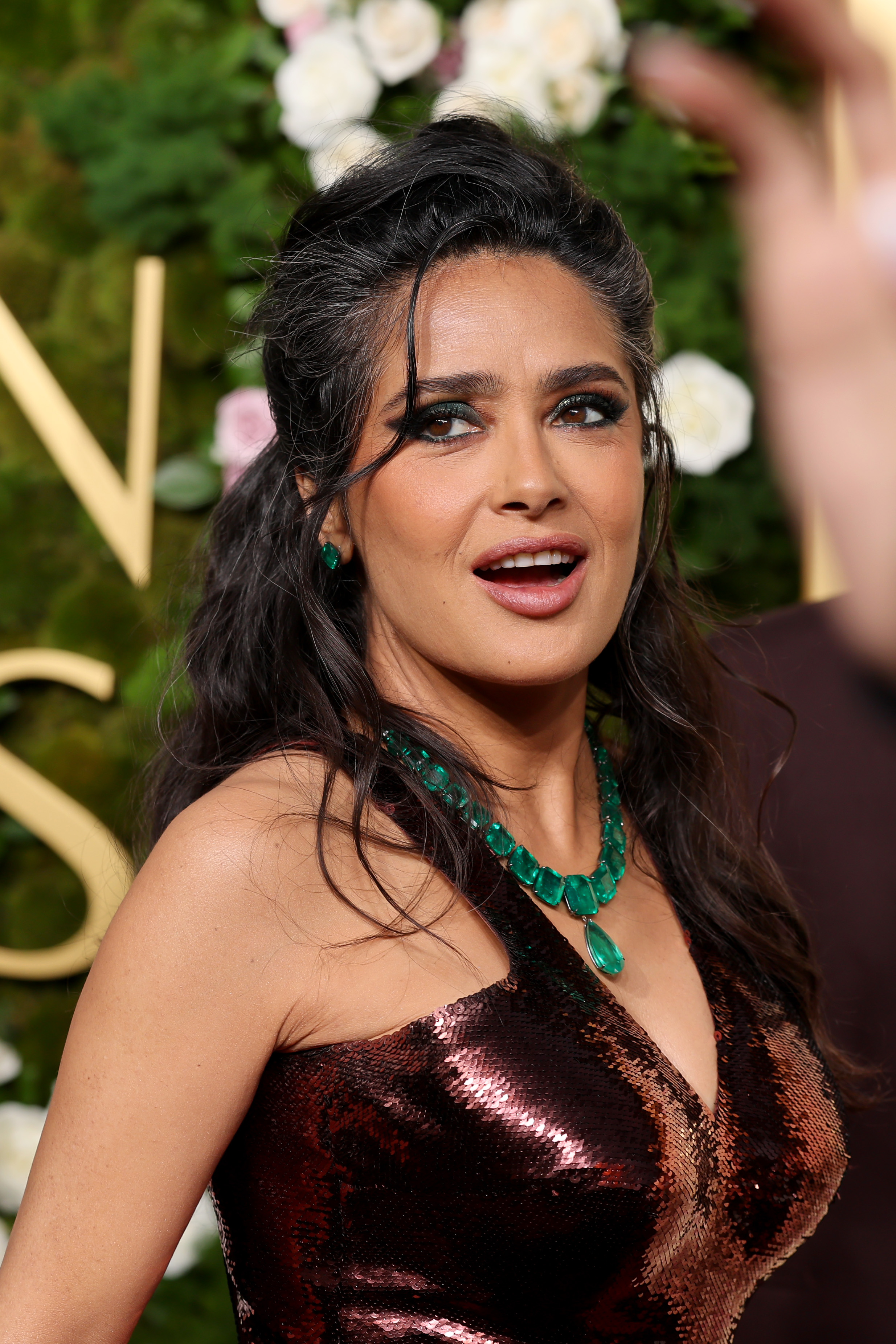 Salma Hayek lors de la 82e cérémonie des Golden Globes à Beverly Hills, en Californie, le 5 janvier 2025. | Source : Getty Images
