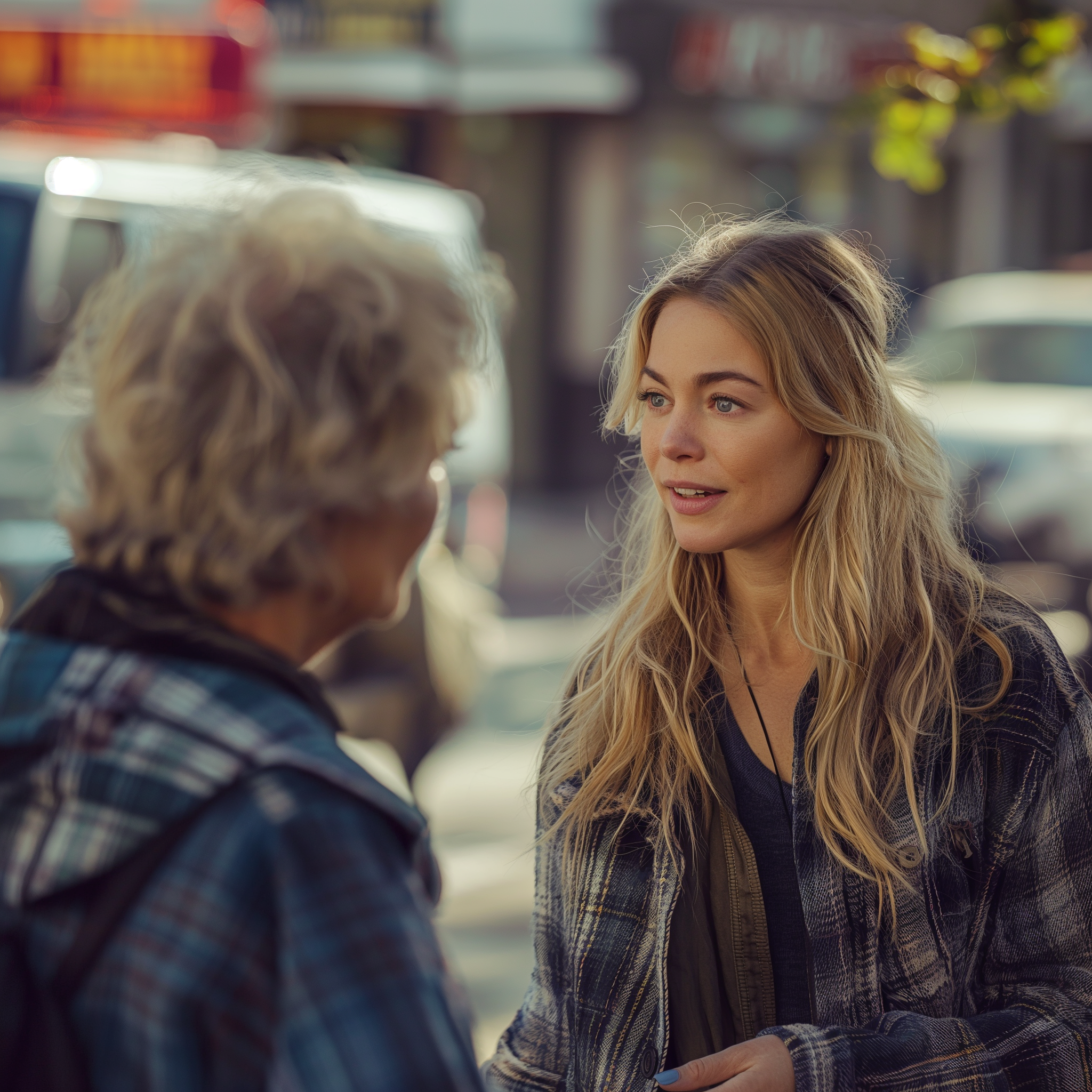 Une femme discute avec une femme âgée | Source : Midjourney