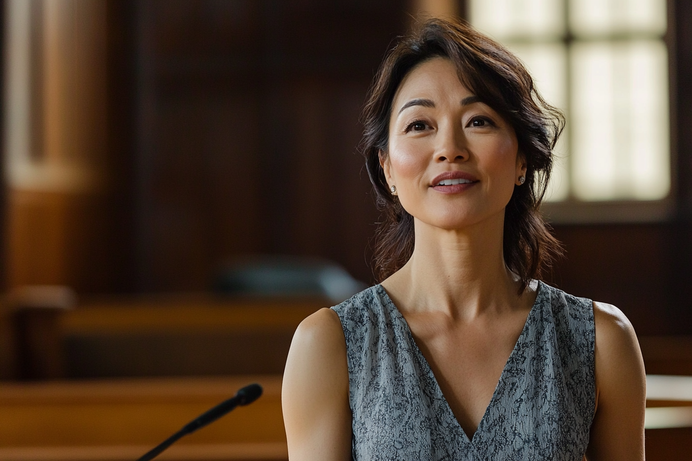 Une femme qui parle dans une salle d'audience | Source : Midjourney