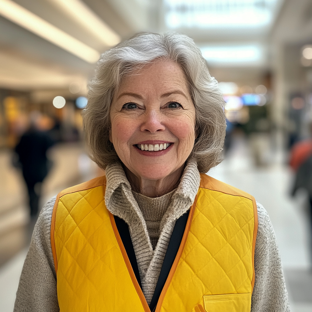 Une femme souriante avec un gilet de bénévole | Source : Midjourney