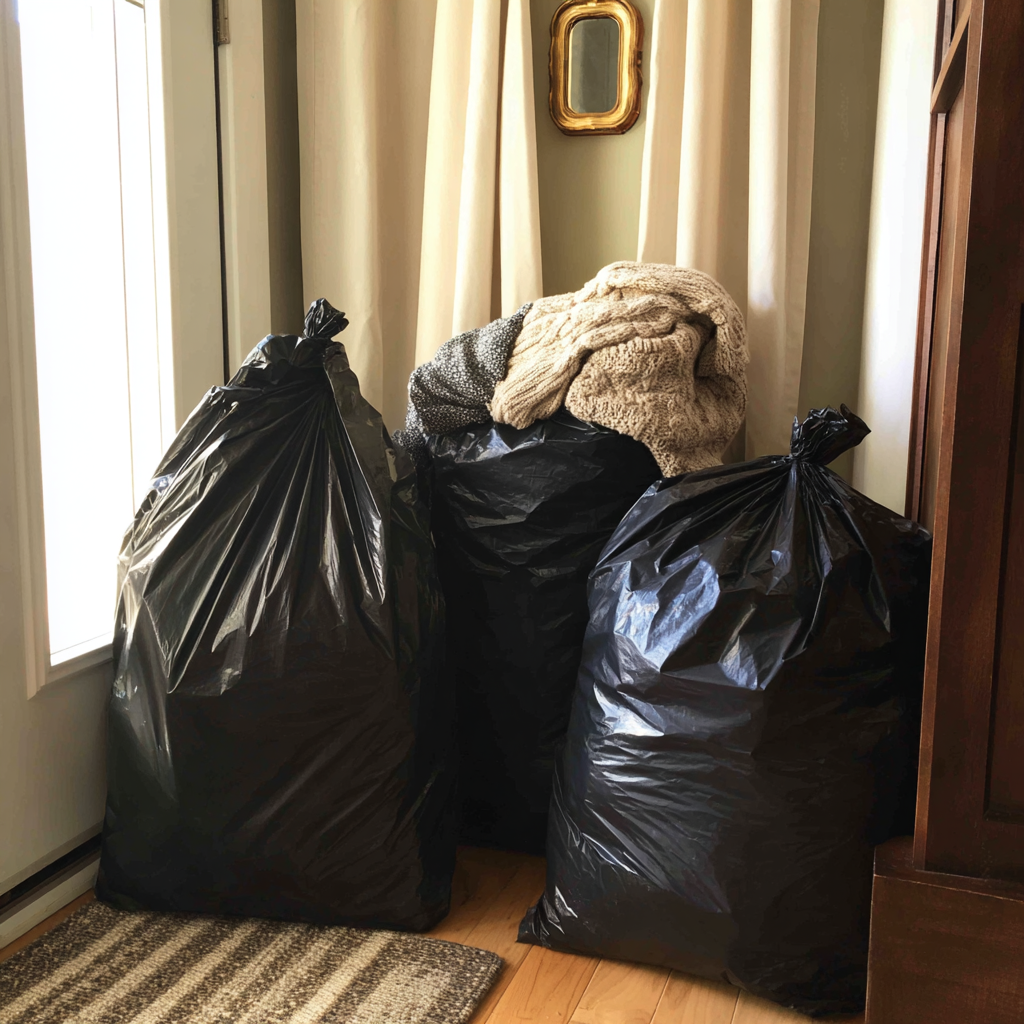 Trois sacs poubelles noirs | Source : Midjourney