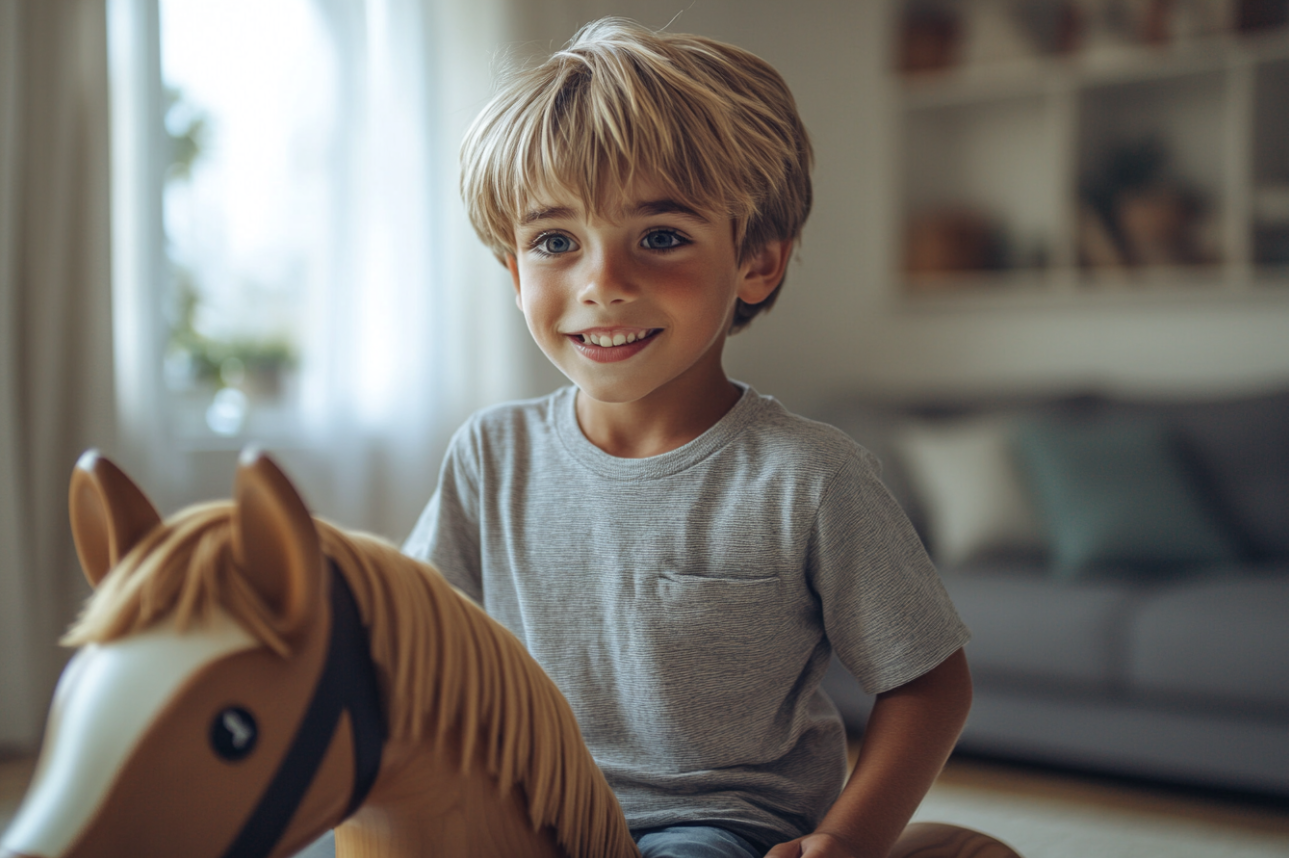 Un garçon sur un cheval à bascule | Source : Midjourney