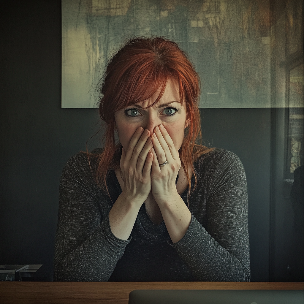 Une femme bouleversée assise à une table | Source : Midjourney