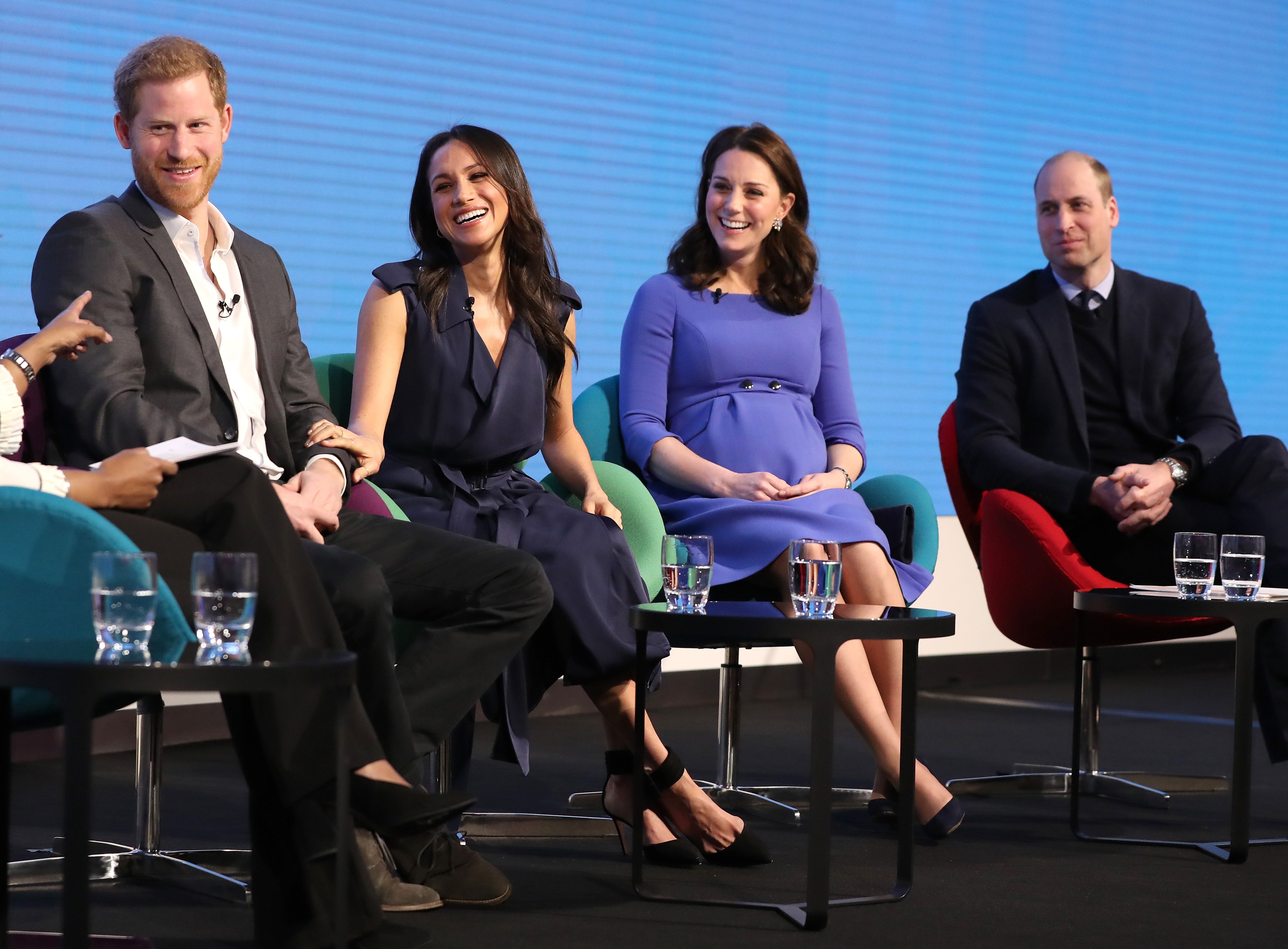 Le prince Harry, Meghan Markle, la duchesse Kate et le prince William lors du premier forum annuel de la Fondation royale, le 28 février 2018, à Londres, en Angleterre. | Source : Getty Images