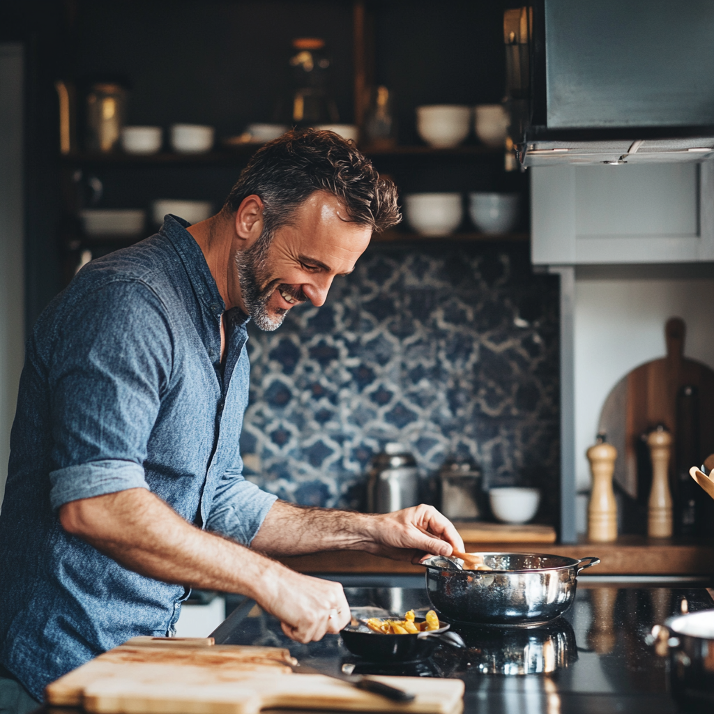 Un homme qui prépare le petit déjeuner | Source : Midjourney