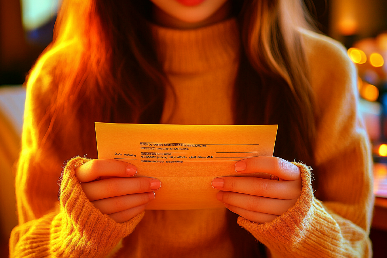 Une fille tenant une lettre | Source : Midjourney