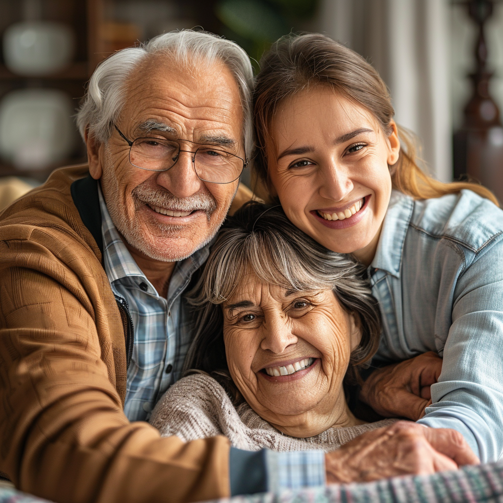 Une petite fille heureuse avec ses grands-parents | Source : Midjourney