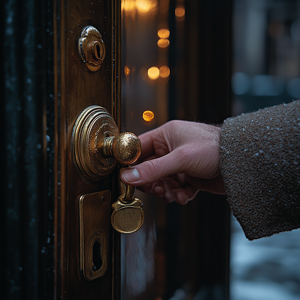 Un homme qui essaie de déverrouiller la porte | Source : Midjourney