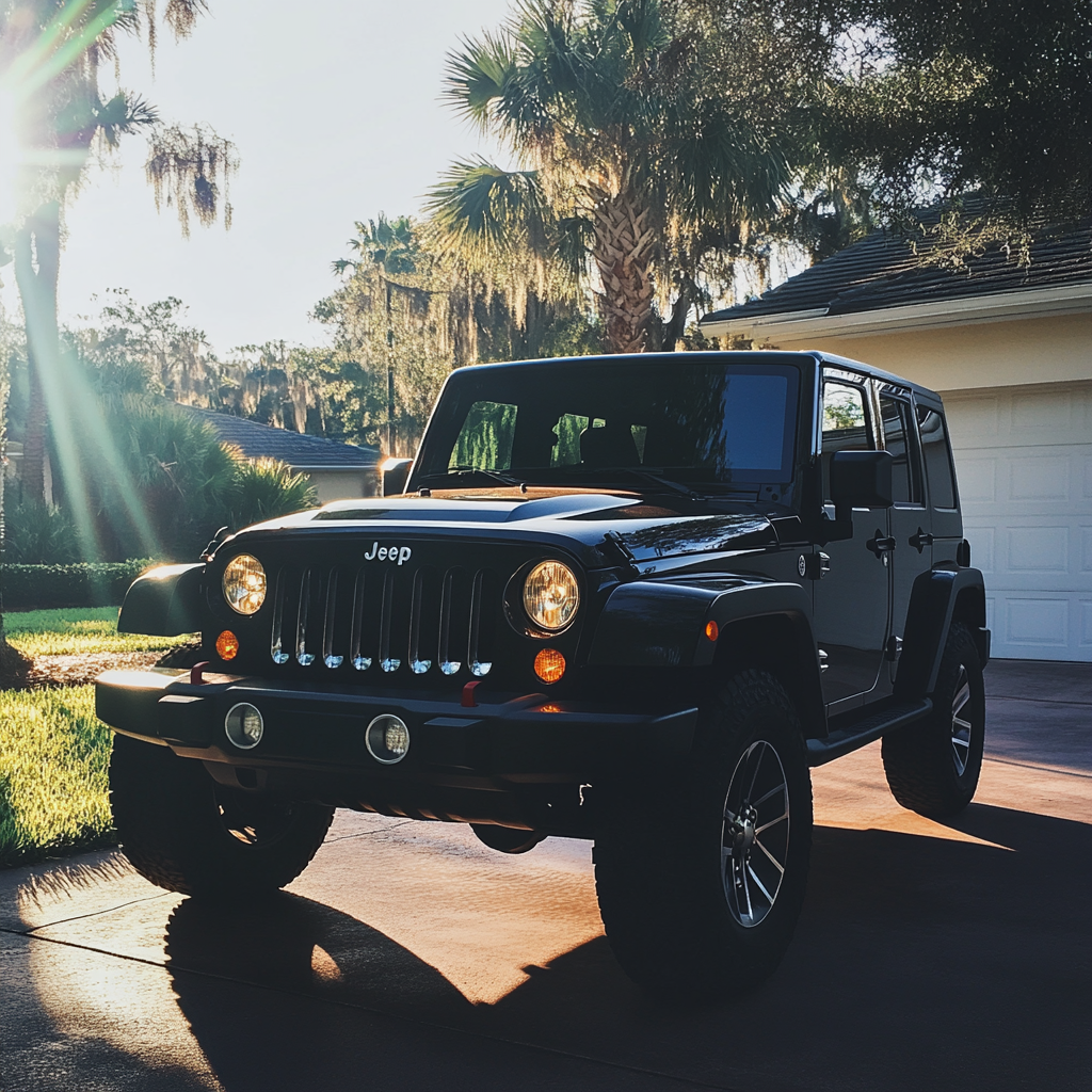 Ein Jeep, der in einer Einfahrt geparkt ist | Quelle: Midjourney