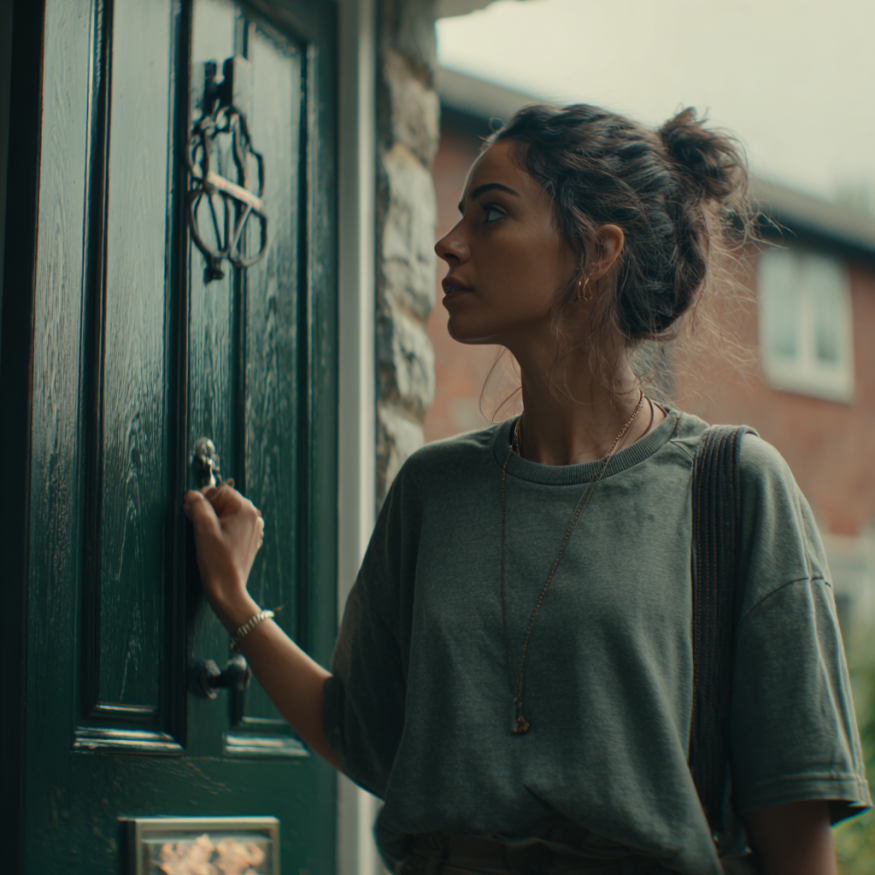 Une femme qui franchit une porte | Source : Midjourney