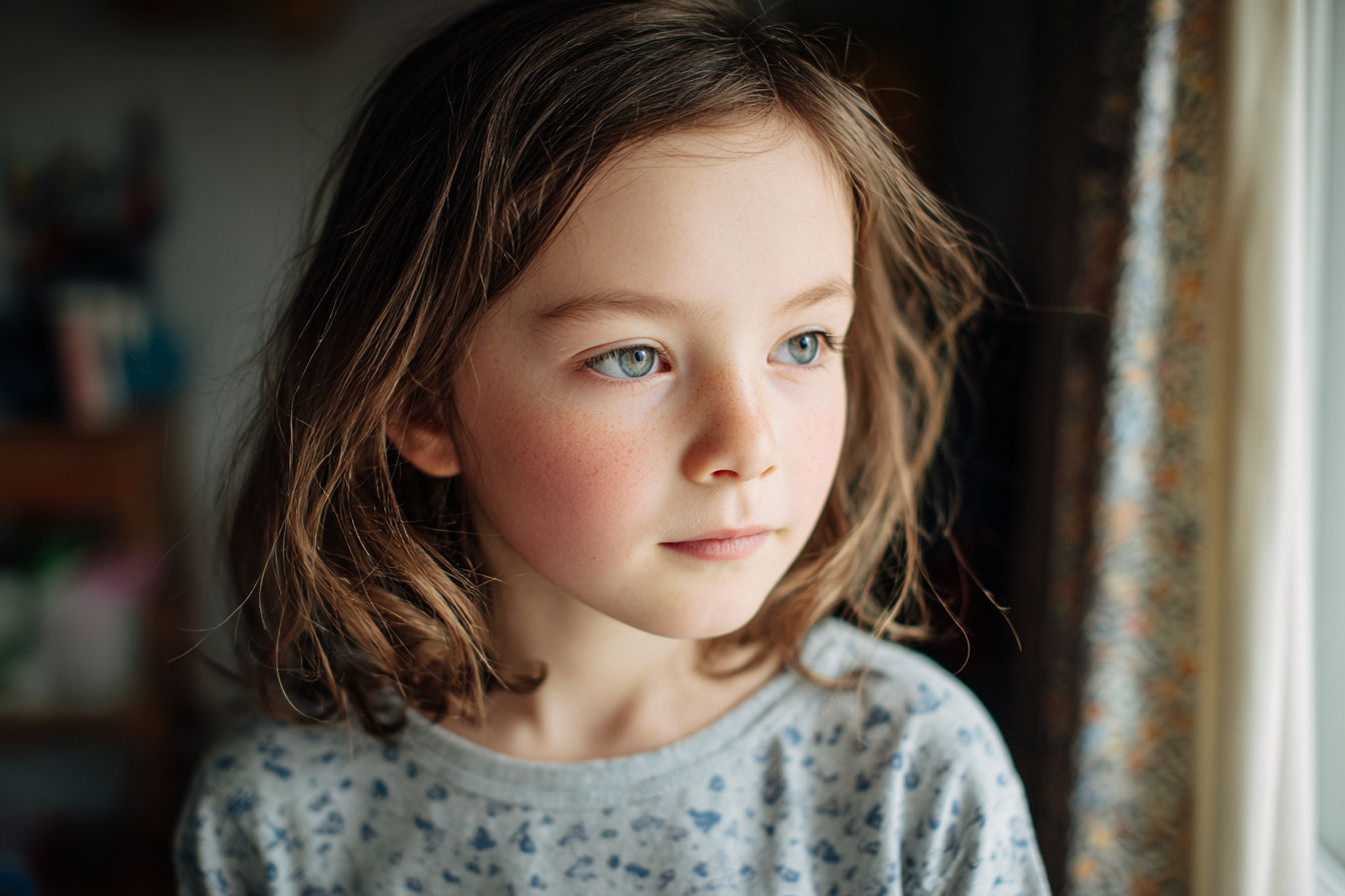 Une fille debout près d'une fenêtre | Source : Midjourney