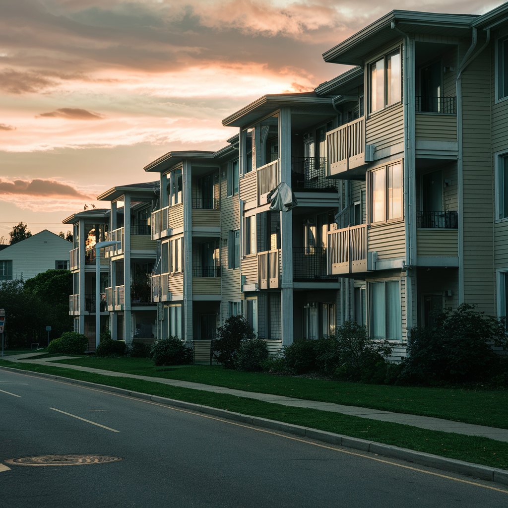 Un immeuble d'habitation dans une rue tranquille de banlieue | Source : Midjourney