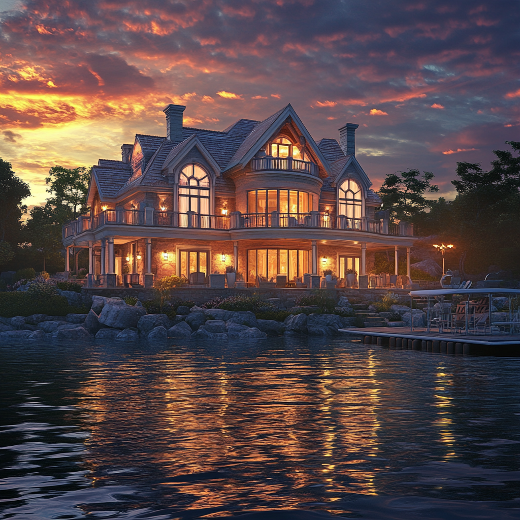 Une magnifique maison au bord du lac | Source : Midjourney