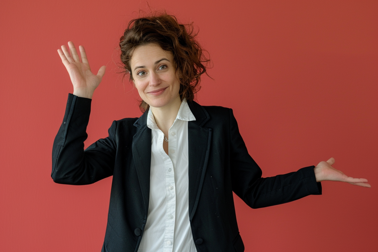 Une femme avec les mains en l'air | Source : Midjourney