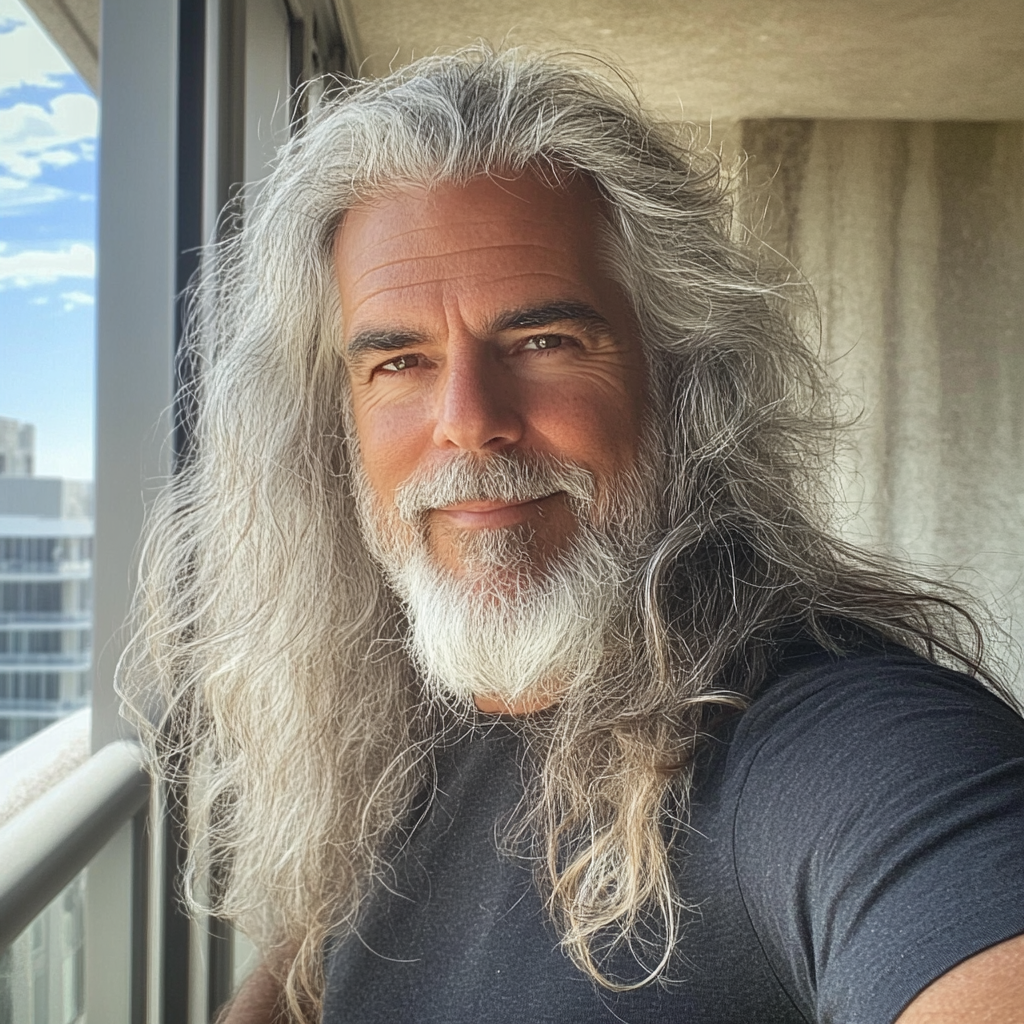 Un homme âgé debout sur un balcon | Source : Midjourney
