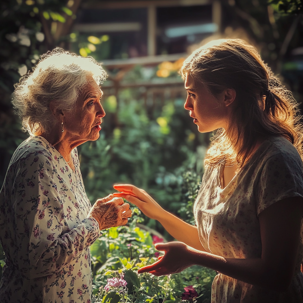 Femme âgée se disputant avec sa belle-fille | Source : Midjourney