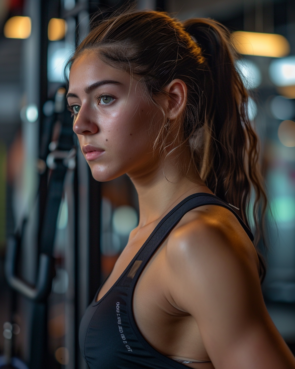 Une jeune femme à la salle de sport | Source : Midjourney