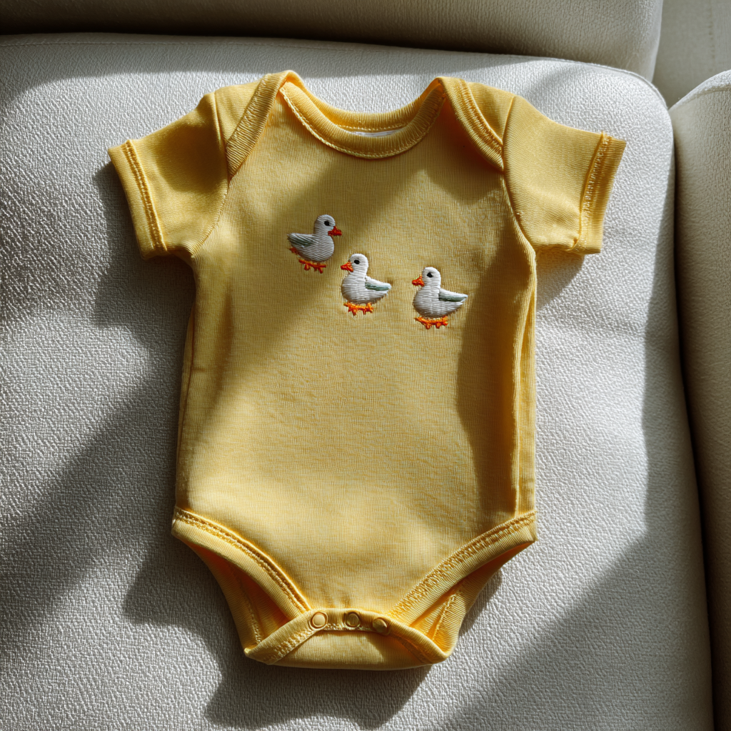 Une grenouillère jaune sur un canapé | Source : Midjourney