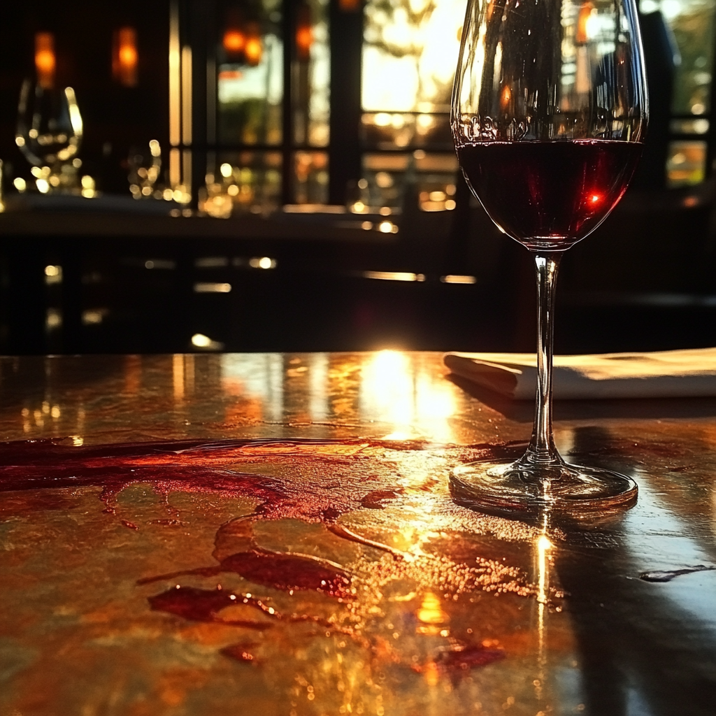 Vin renversé sur une table | Source : Midjourney