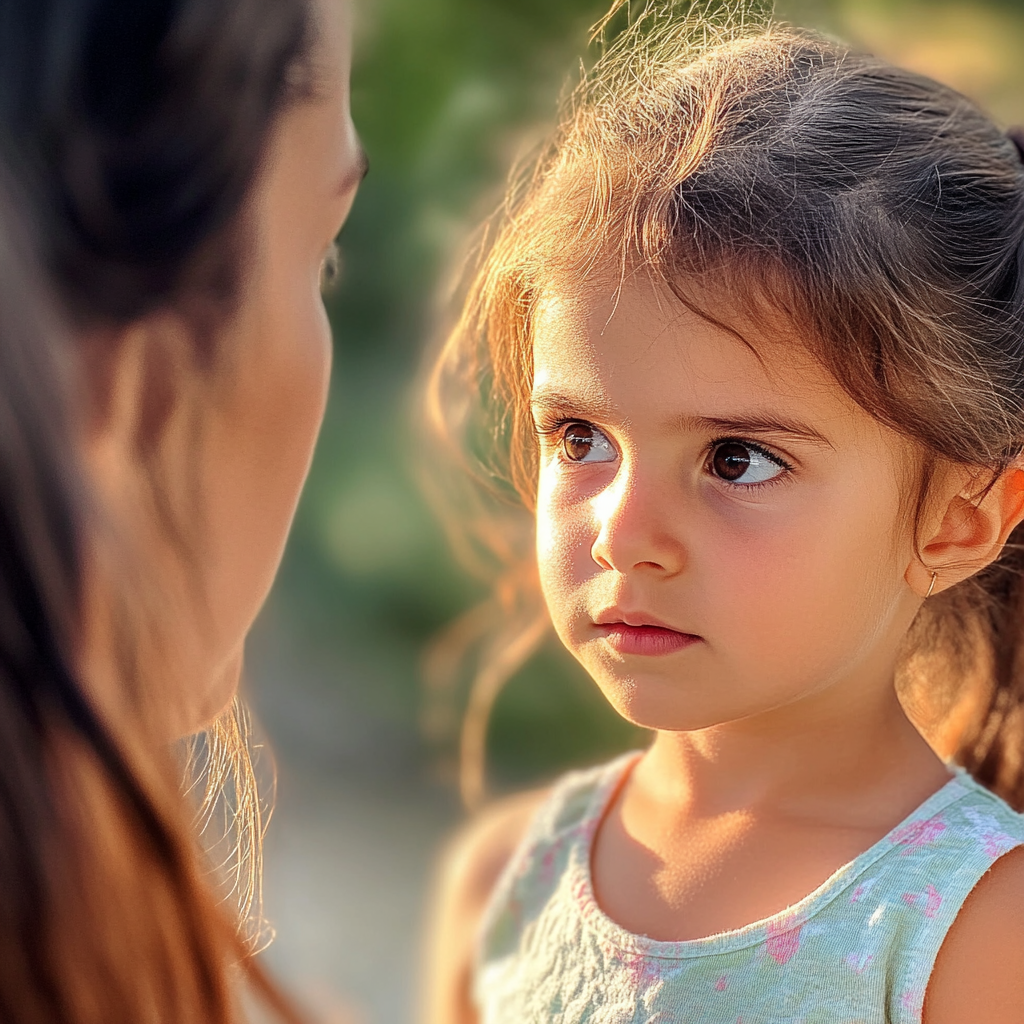 Une fille sérieuse qui parle à sa mère | Source : Midjourney