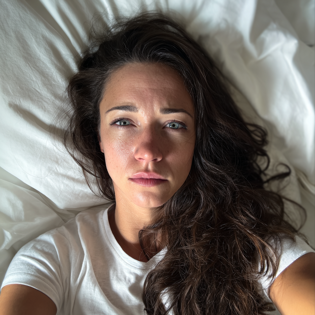 Une femme agacée allongée dans son lit | Source : Midjourney