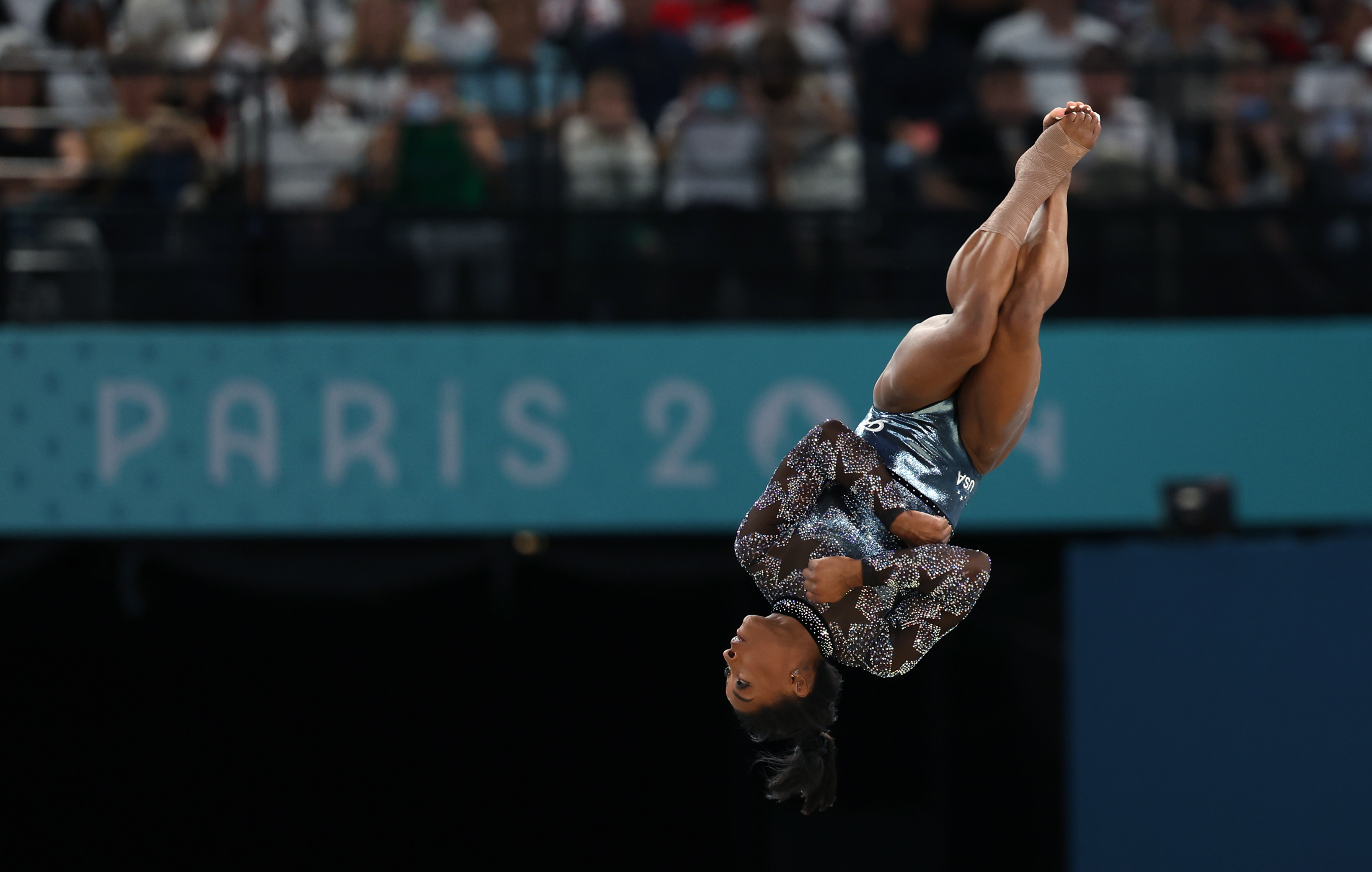 Simone Biles lors des qualifications féminines de gymnastique artistique à Paris, France, le 28 juillet 2024 | Source : Getty Images