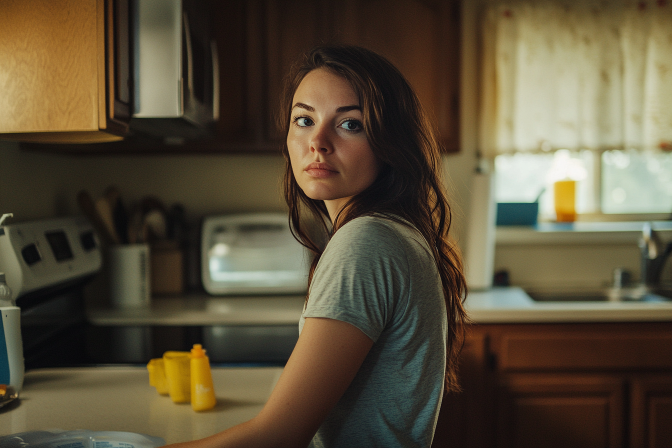 Une femme nettoie une cuisine | Source : Midjourney