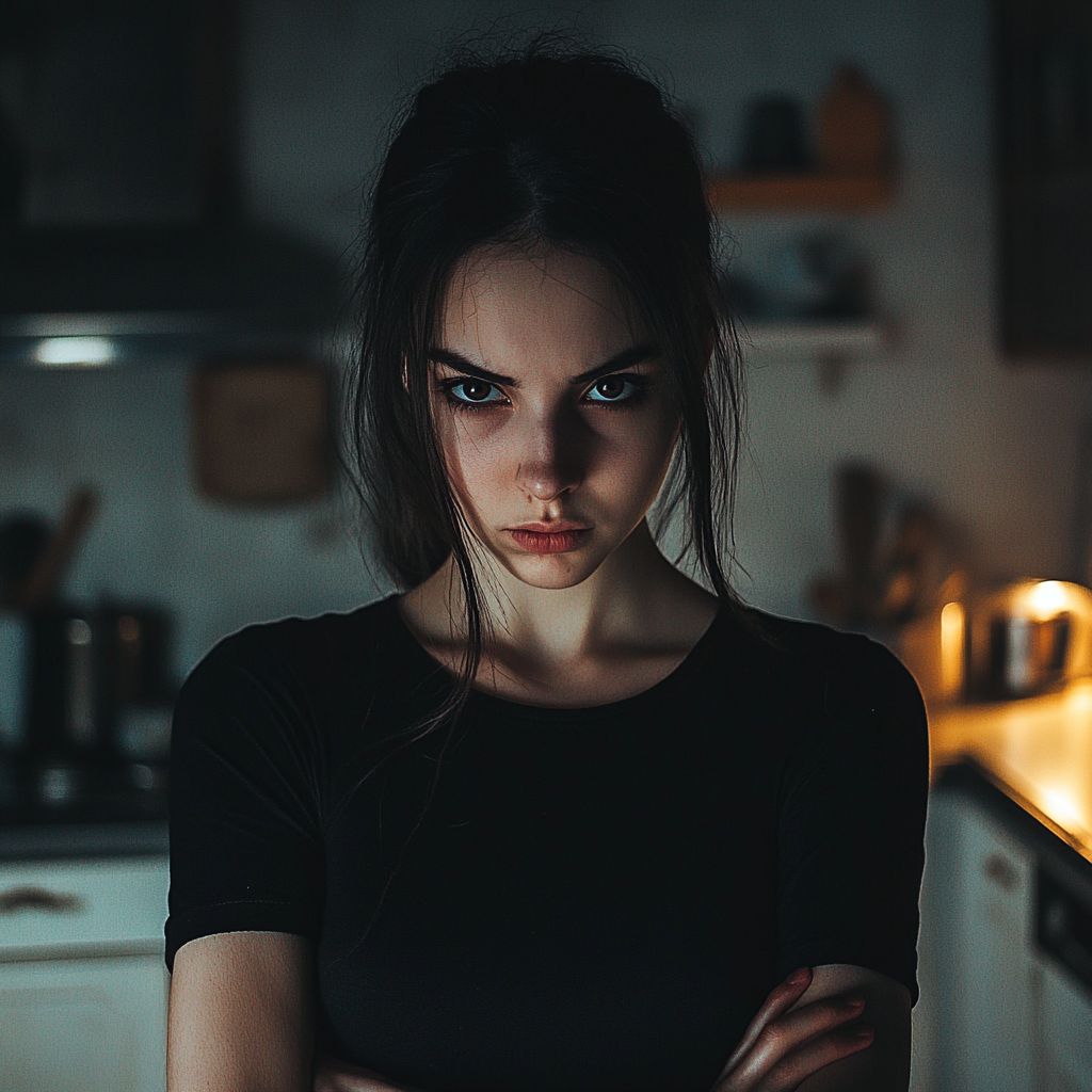 Une femme en colère dans sa cuisine | Source : Midjourney