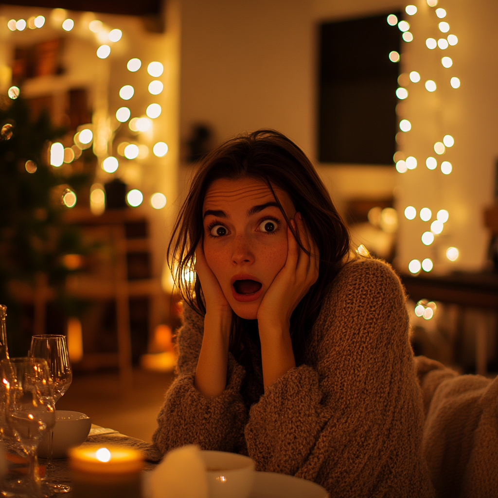 A shocked woman listening to a story | Source: Midjourney