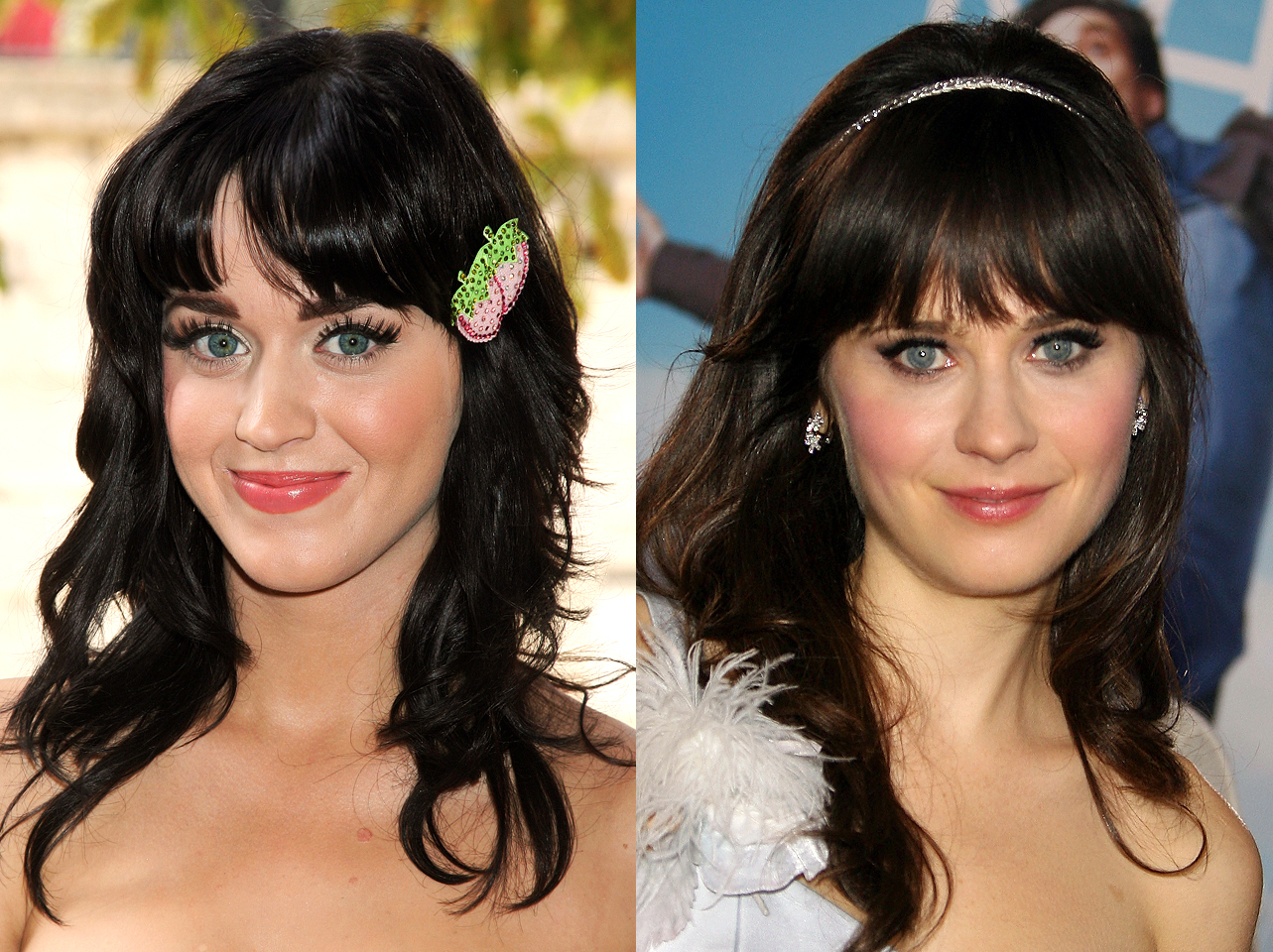Katy Perry en France en 2008 | Zooey Deschanel à Los Angeles en 2008 | Source : Getty Images