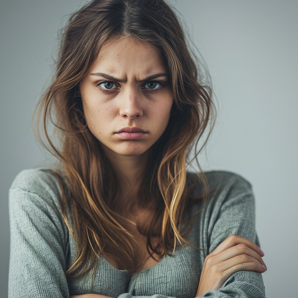 Une jeune femme les bras croisés | Source : Midjourney