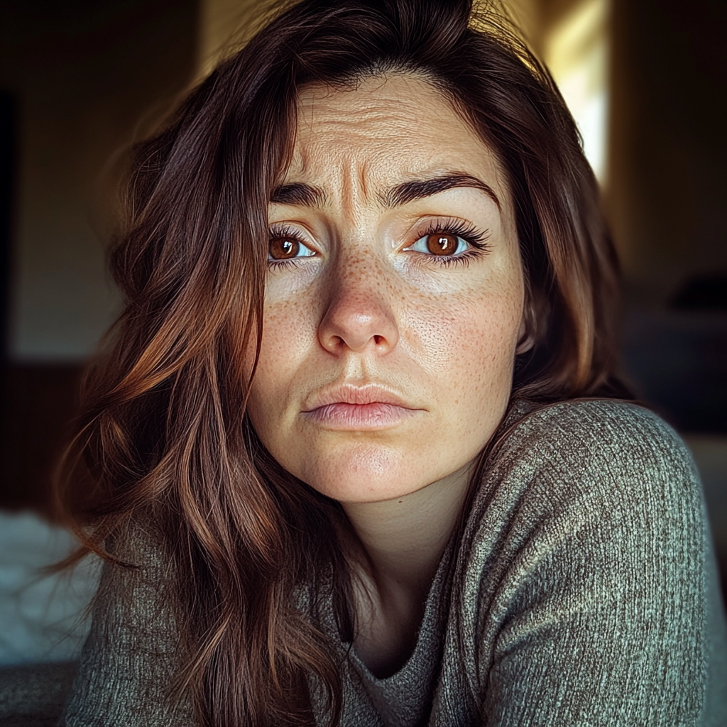 Close-up of a worried woman | Source: Midjourney