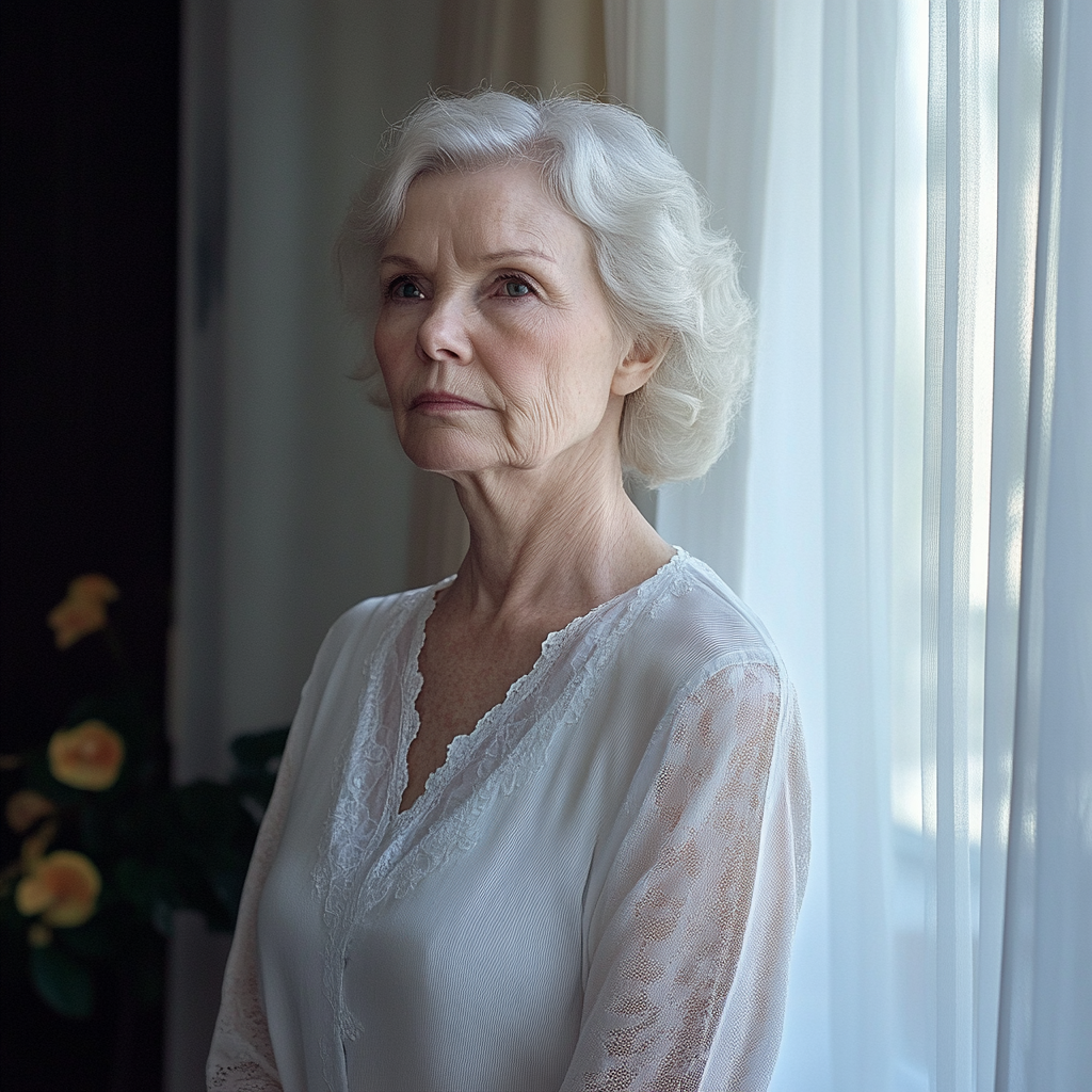 Une femme debout dans sa maison | Source : Midjourney