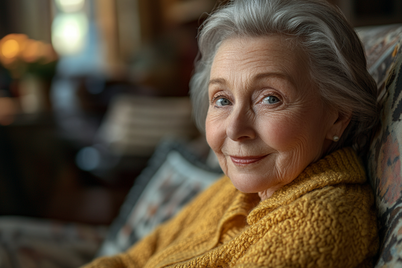 Une femme âgée qui sourit | Source : Midjourney