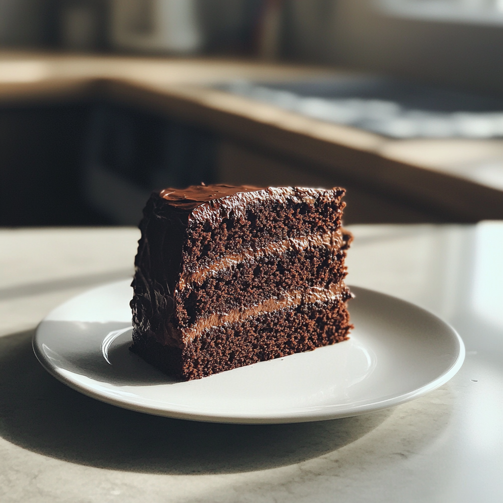 Une tranche de gâteau au chocolat | Source : Midjourney