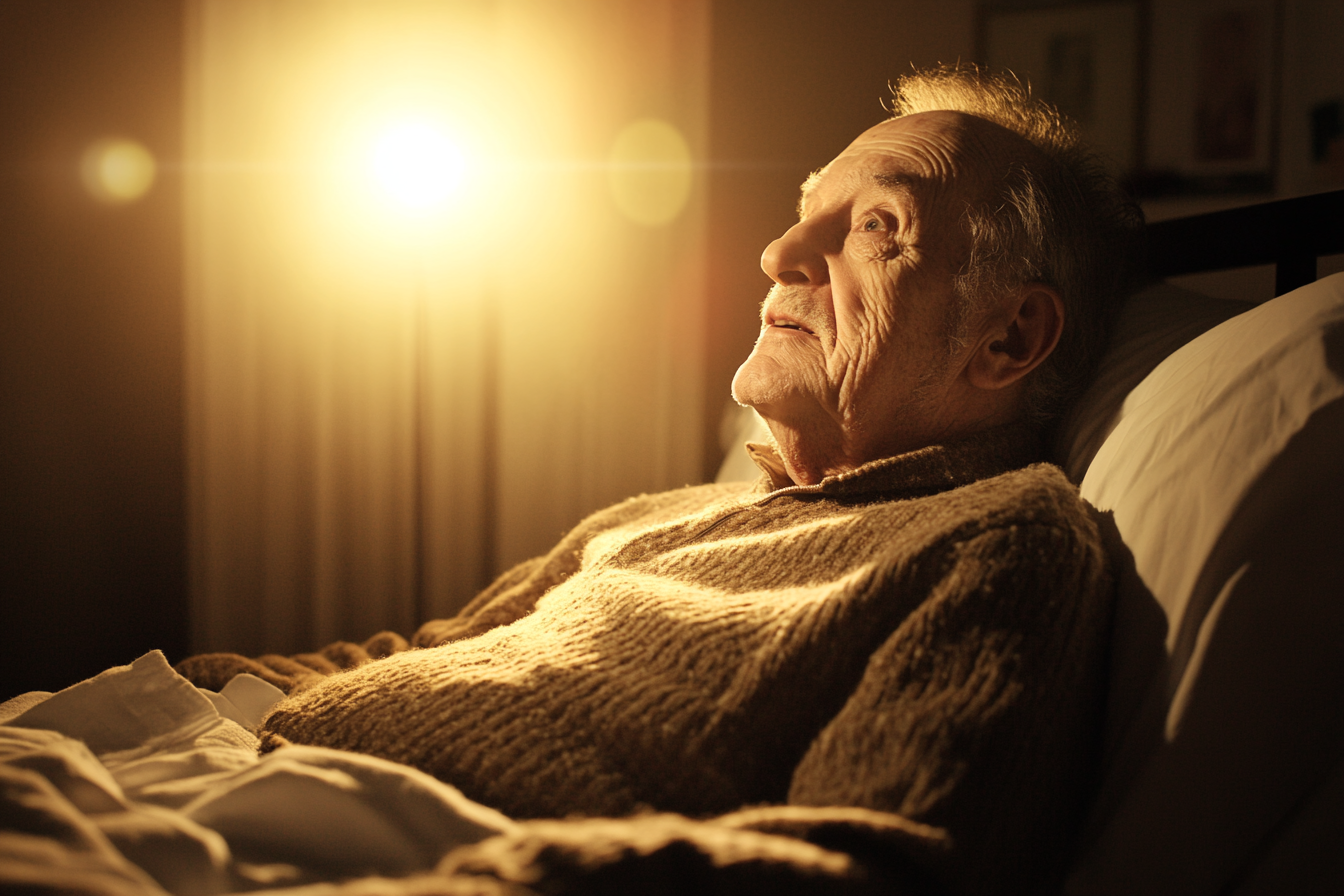 Un homme heureux dans son lit | Source : Midjourney