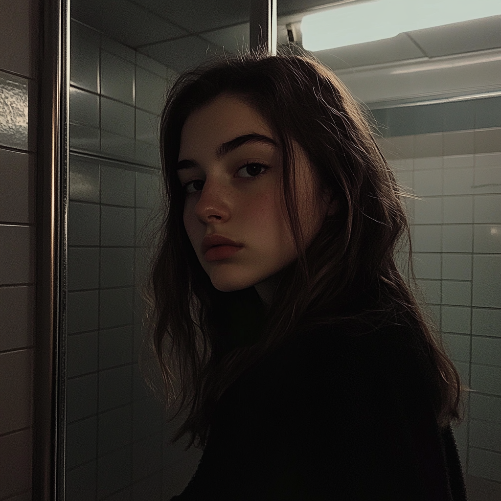 Une adolescente dans une salle de bain | Source : Midjourney