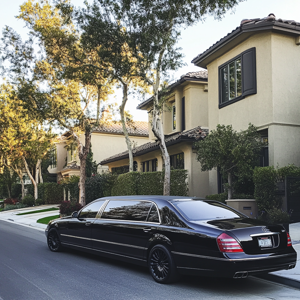 Une limousine noire et élégante garée à l'extérieur | Source : Midjourney