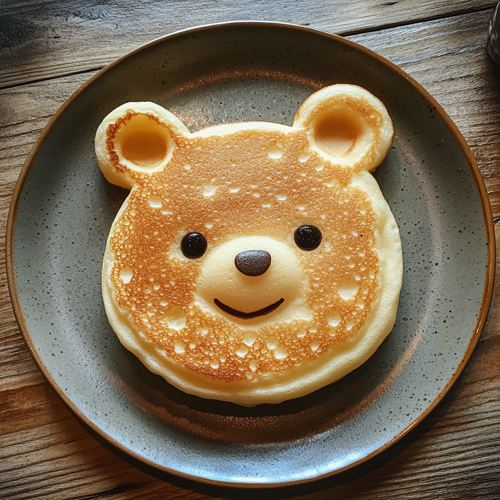 Une crêpe en forme d'ours sur une assiette | Source : Midjourney