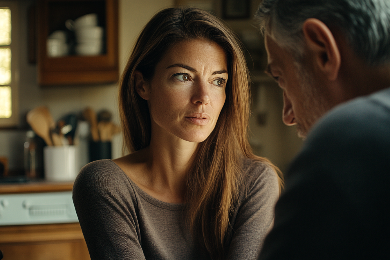 Une femme qui parle à son père | Source : Midjourney