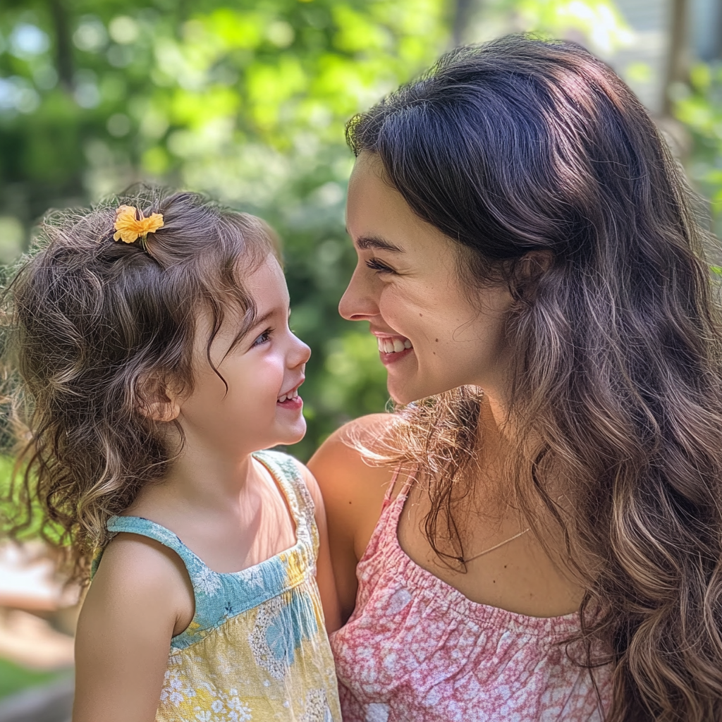 Une femme souriante qui parle à sa fille | Source : Midjourney