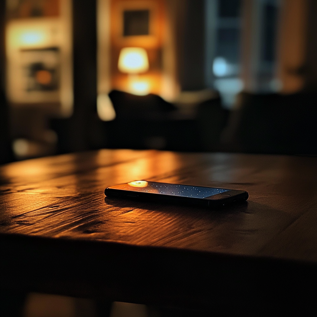 Un téléphone portable sur une table | Source : Midjourney
