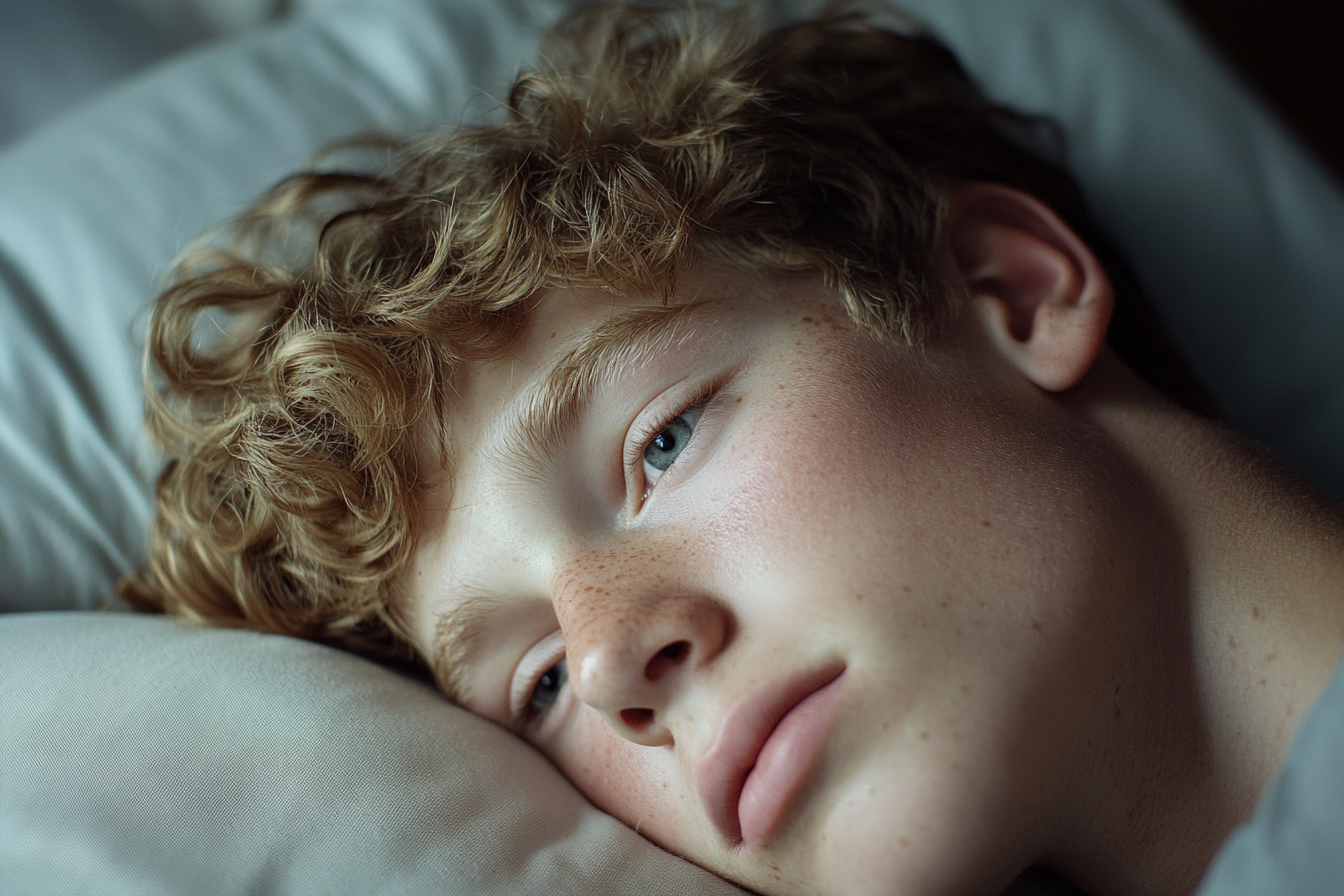 Un jeune homme éveillé dans son lit | Source : Midjourney