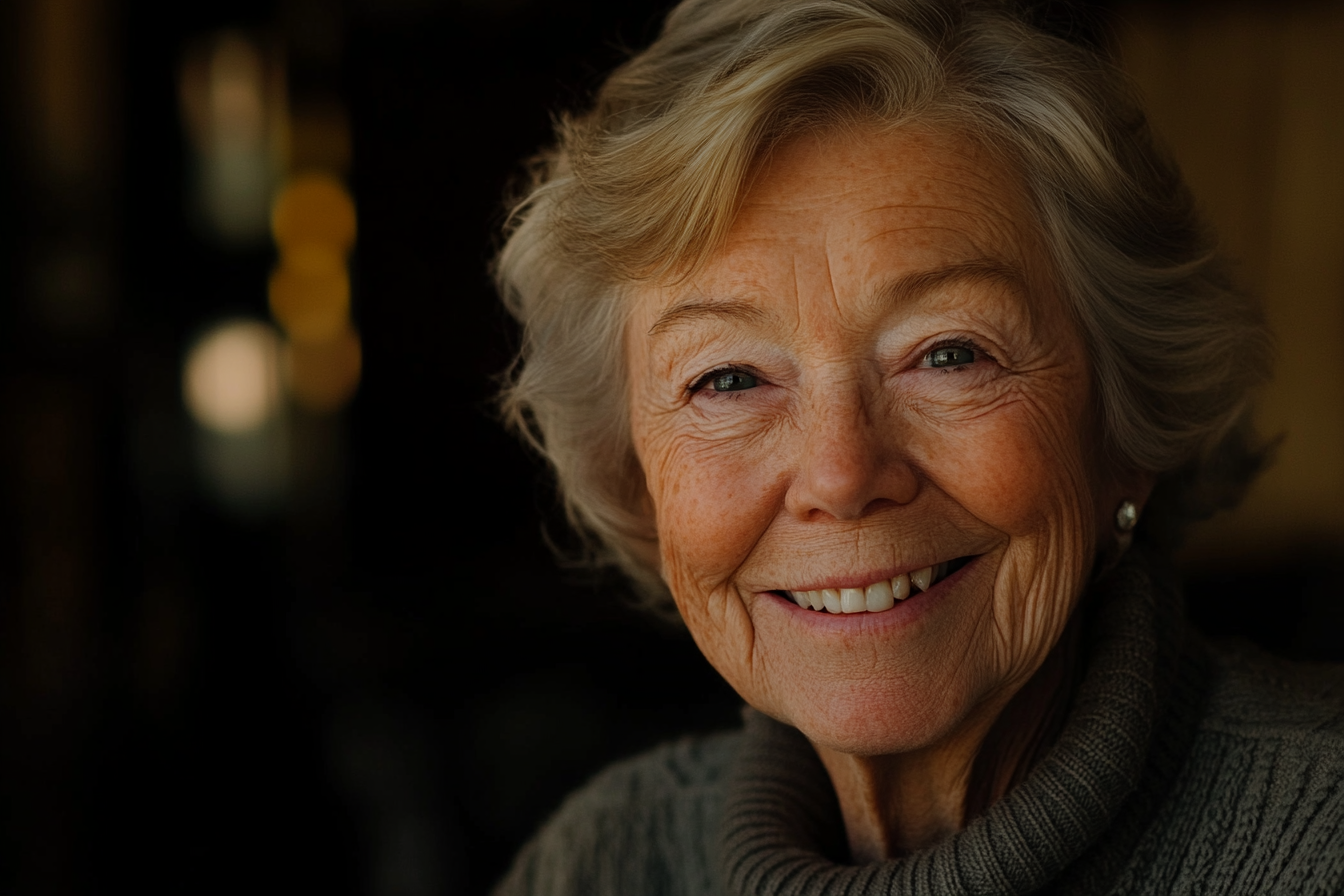 Une femme âgée qui sourit | Source : Midjourney