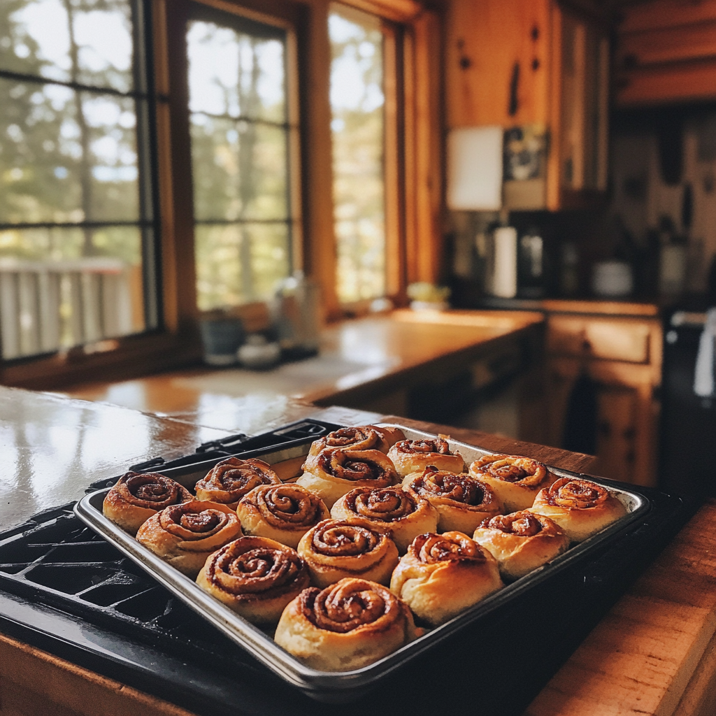 Un plateau de brioches à la cannelle | Source : Midjourney